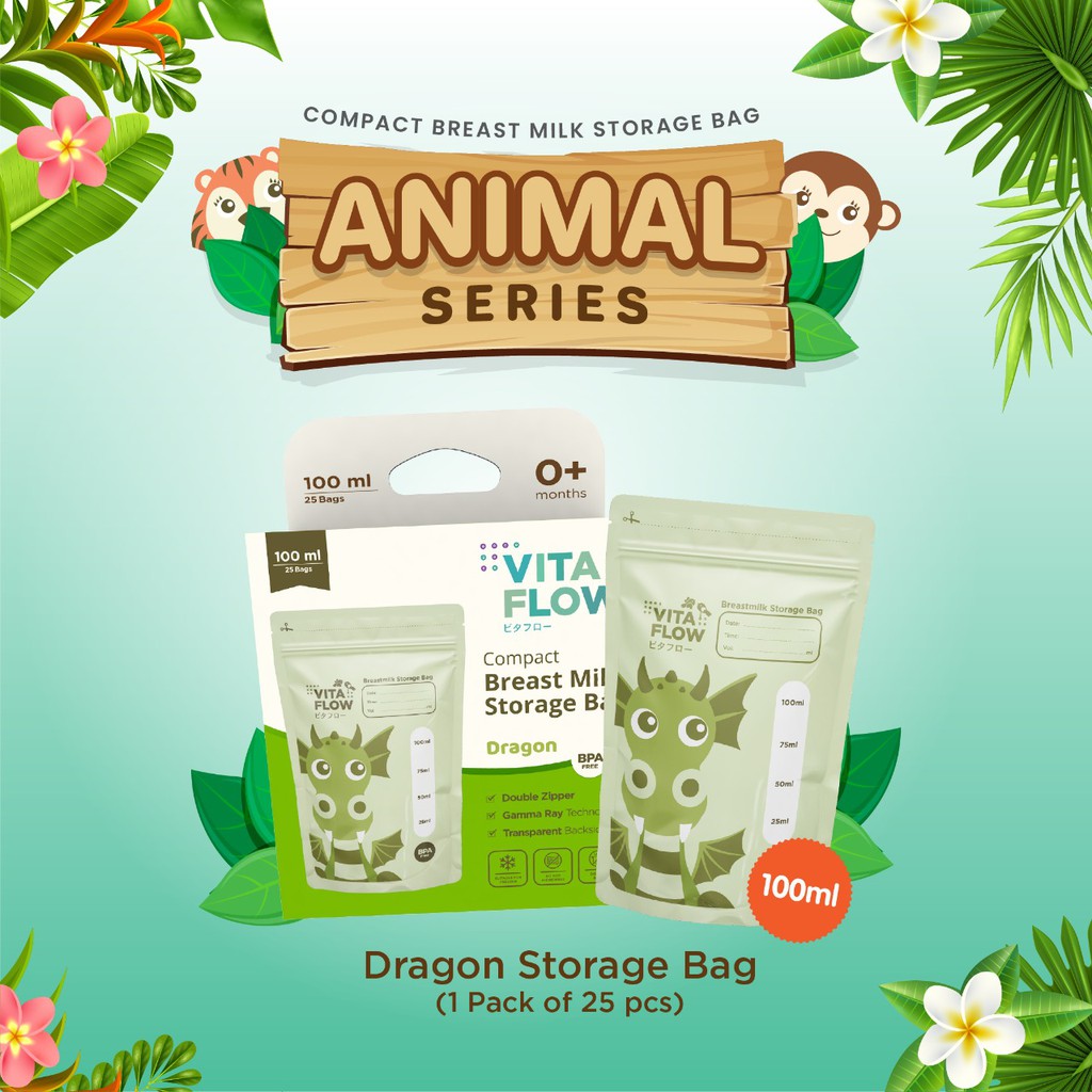 Vitaflow Kantong ASI Animal Series 100 ml - Breastmilk Storage 100ml