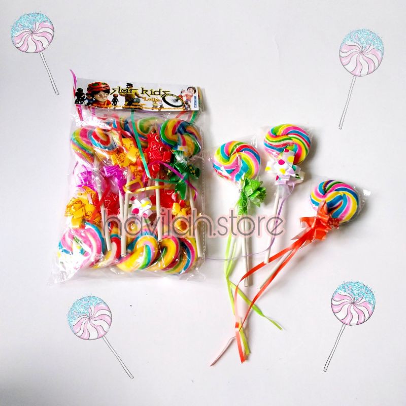 

Permen Lollipop Aneka Rasa Bentuk Bulat dan Pelangi 1 Pack isi 10pcs