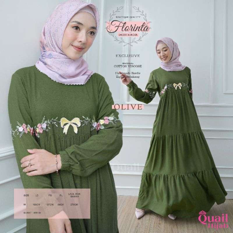 Dress Gamis Muslim Wanita Katun Syari Quail FLORINTA