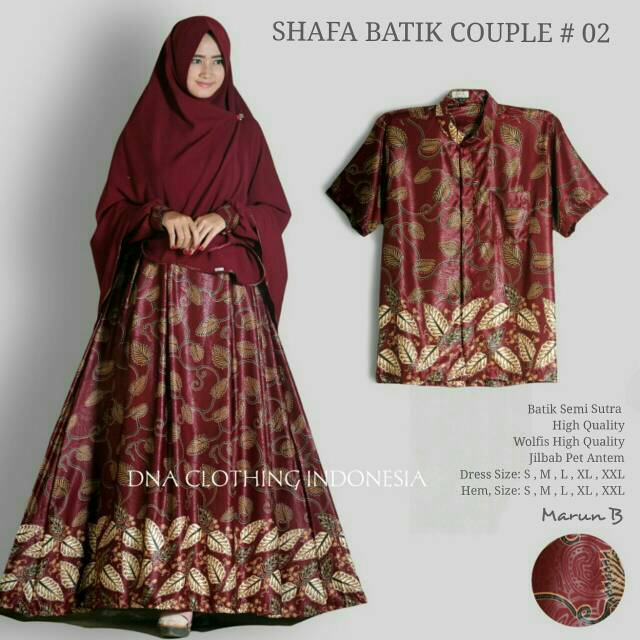 SHAFA BATIK COUPLE MAROON Ld 104 Pj 140 ALLSIZE L Wolfis SHAFA BATIK COUPLE MAROON Ld 104 Pj 140 ALLSIZE L Wolfis
