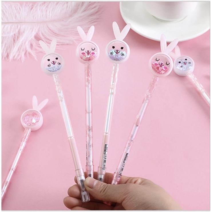 PENA PULPEN BUNNY RABBIT KELINCI PEN GLITER CANDY