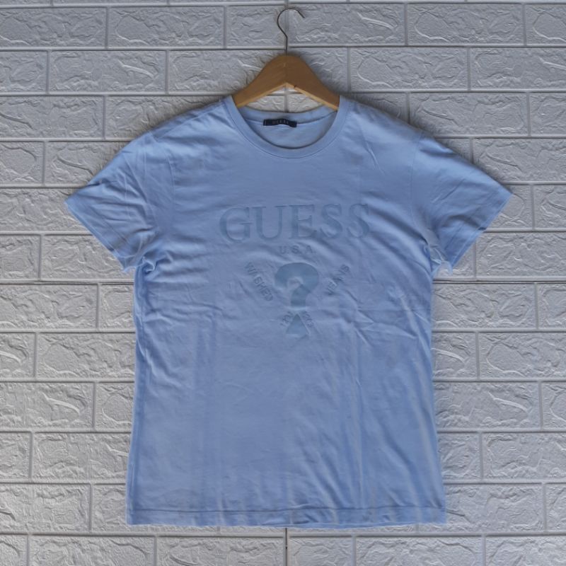 kaos t shirt guess second blue