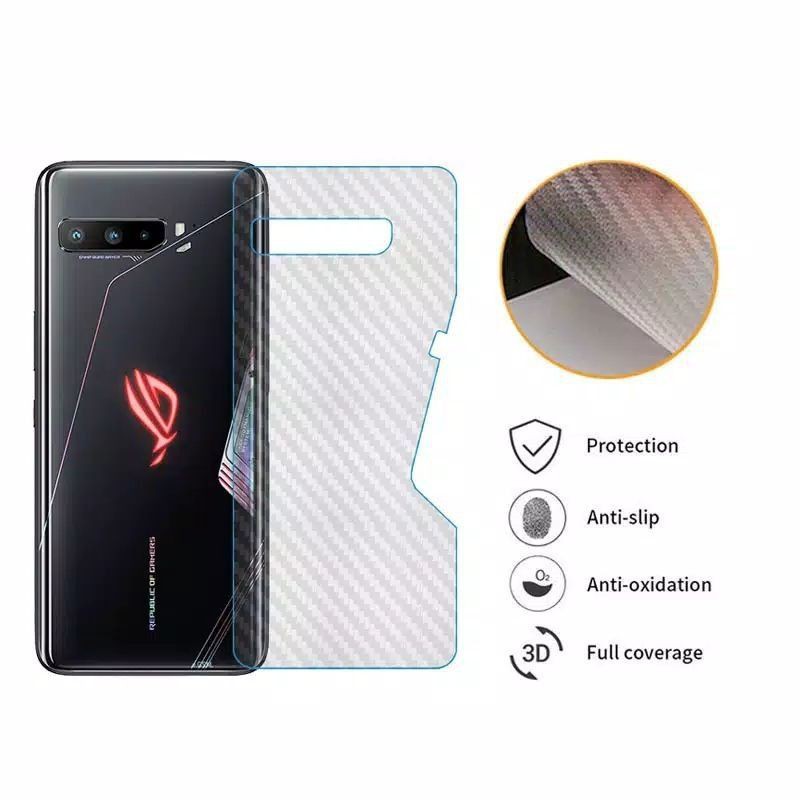 Asus ROG 2 ROG 3 ROG 5 / 5s Anti Gores Skin Karbon Belakang Screen Guard Protector Carbon ROG2 ROG3 ROG5