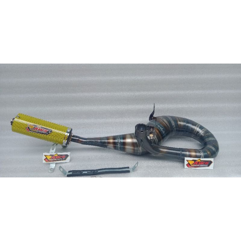 knalpot vespa buang kanan big yellow original aws