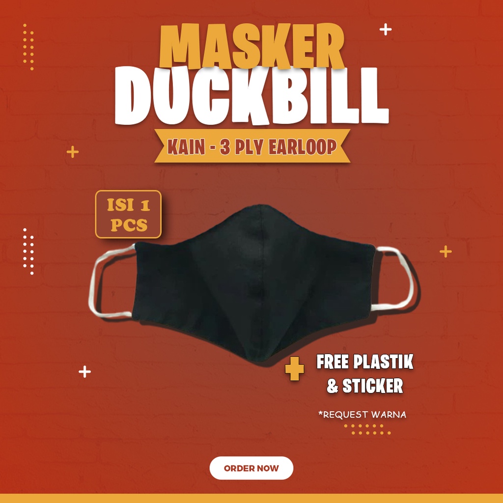 1 Pcs, Masker Duckbill Kain 3 ply (bisa request warna)