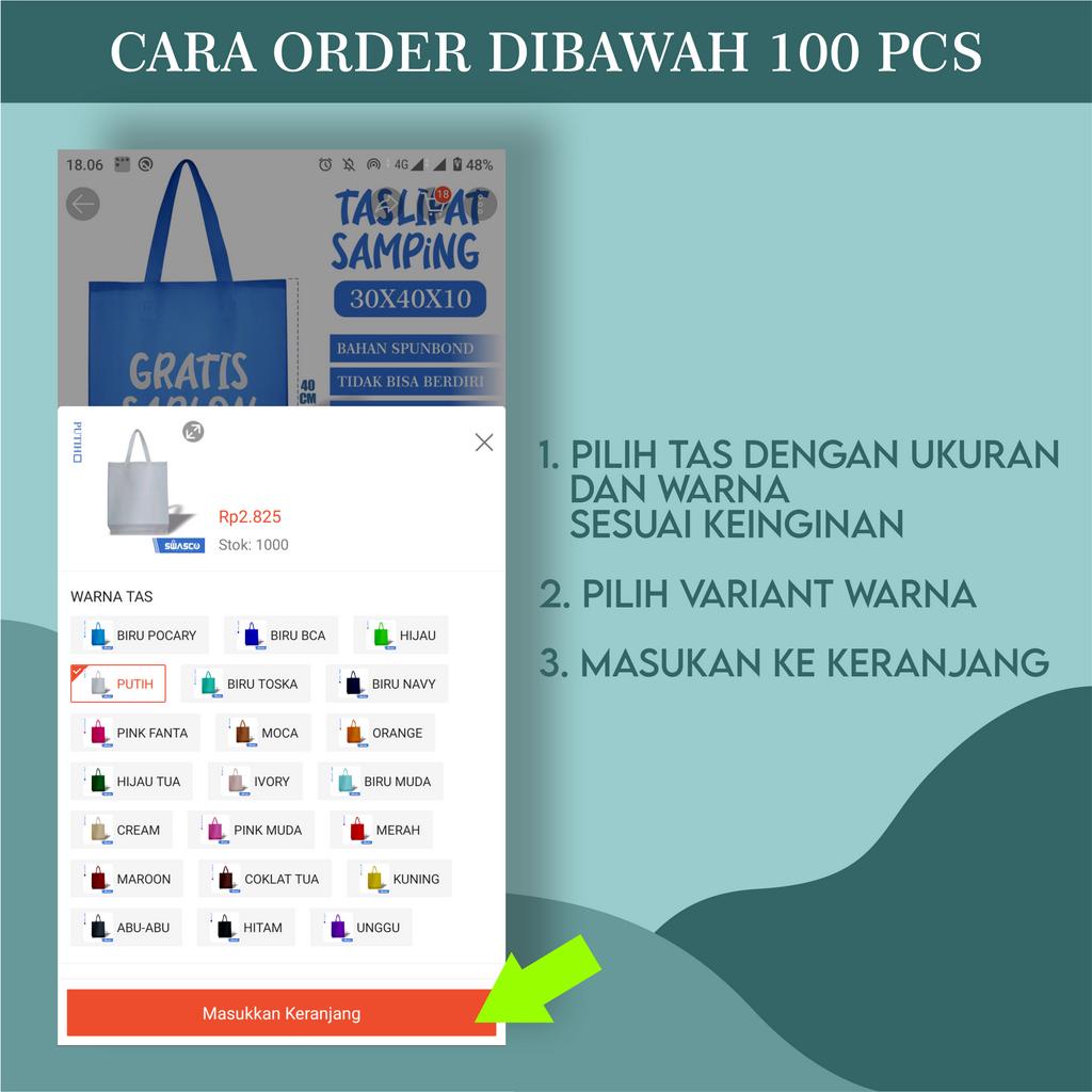 TAS SPUNBOND CUSTOM STANDING HANDEL BOX  38×45×12 TAS SEMBAKO PROMOSI ONLEN OFLEN PASHION