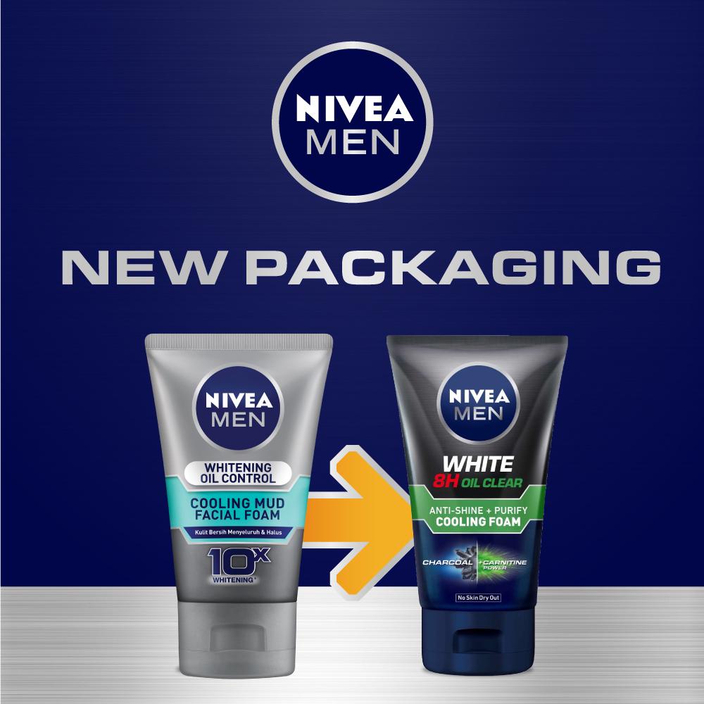 NIVEA MEN Personal Care Men White 8H Oil Clear Anti-Shine + Purify Cooling Foam 50 ml