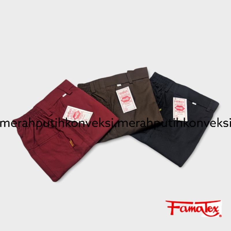 Celana SD Bahan Famatex Merah Hitam Pramuka