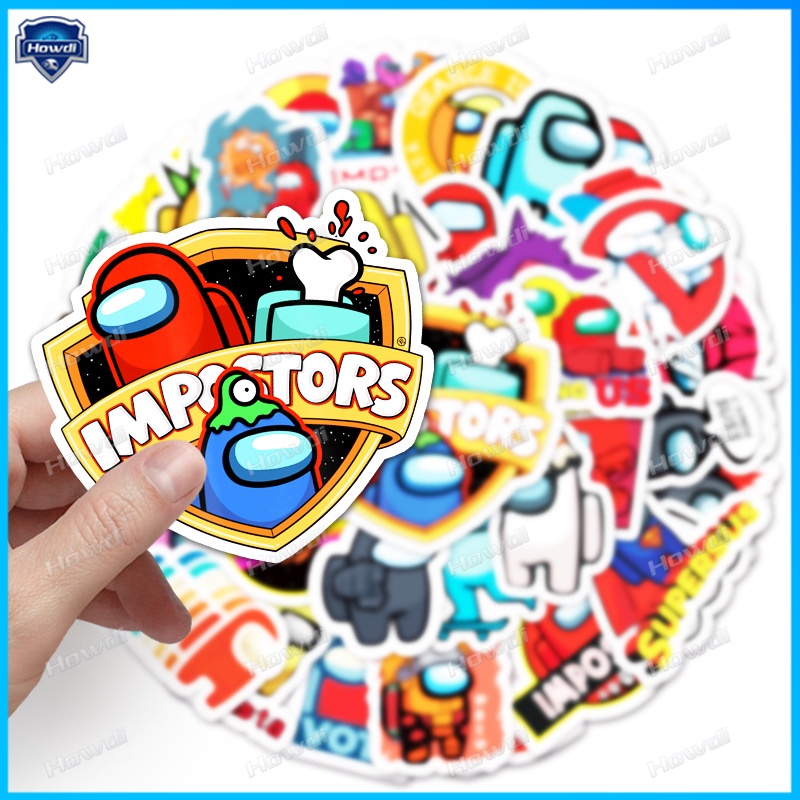 Stiker Motif Kartun Game Among Us Anti Air Untuk Mobil / Helm Motor