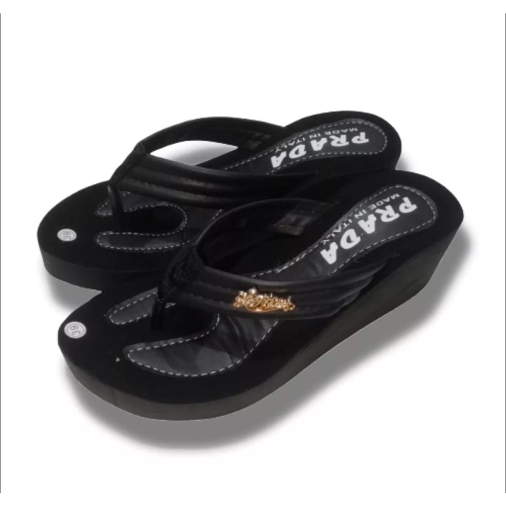 sandal wanita dewasa wedges prada