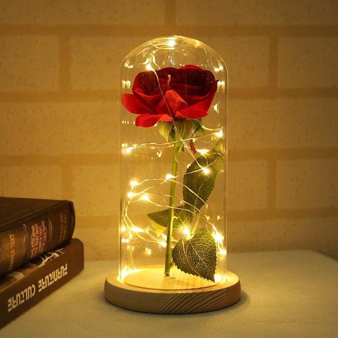 BEAUTY AND THE BEAST LAMPU LED MAWAR DALAM GELAS GIFT KADO VALENTINE DG654EAFVD