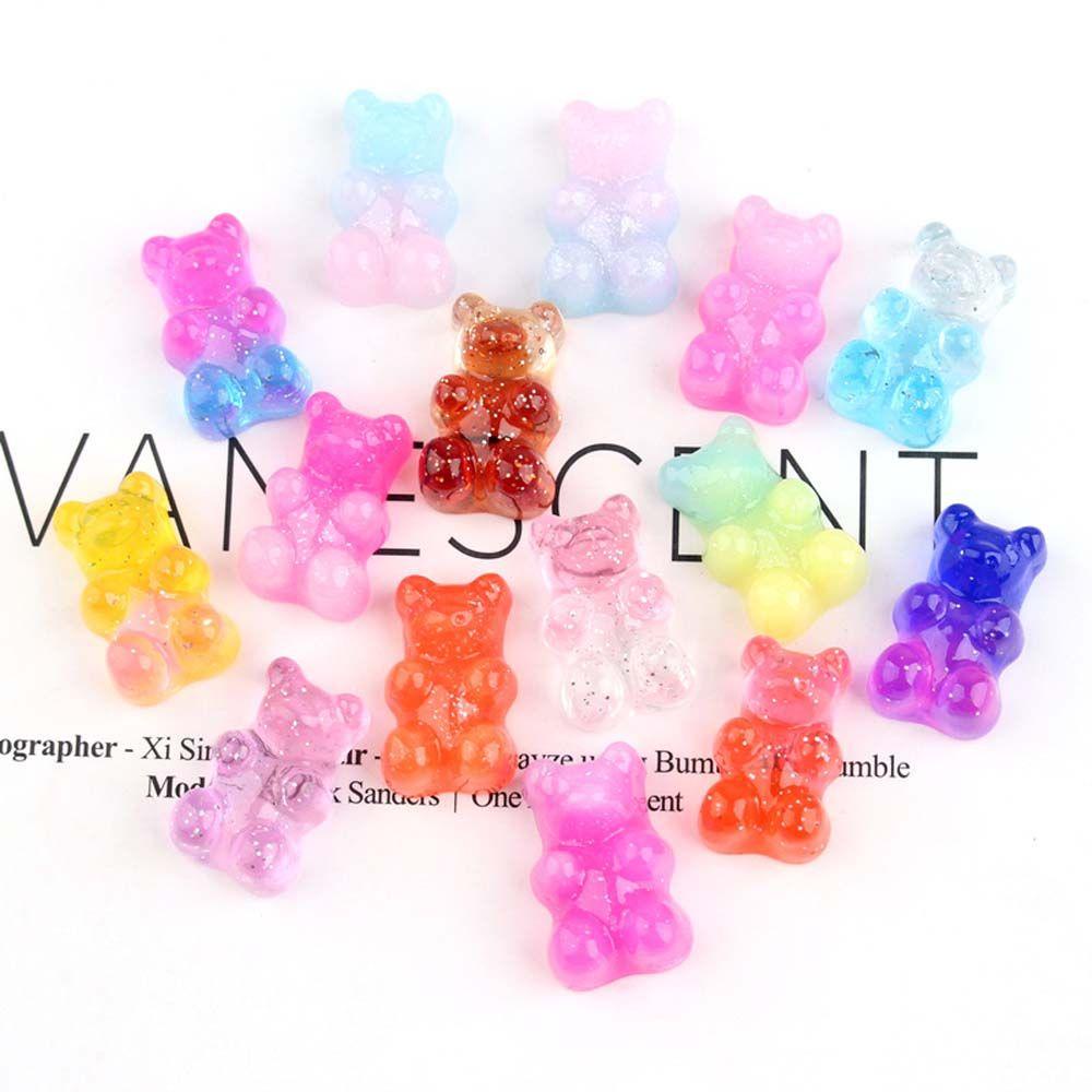 Agustinina Dekorasi Kalung Warna-Warni 20Pcs/lot Pesona Aksesoris Scrapbooking Cabochon Flatback Beruang Hiasan