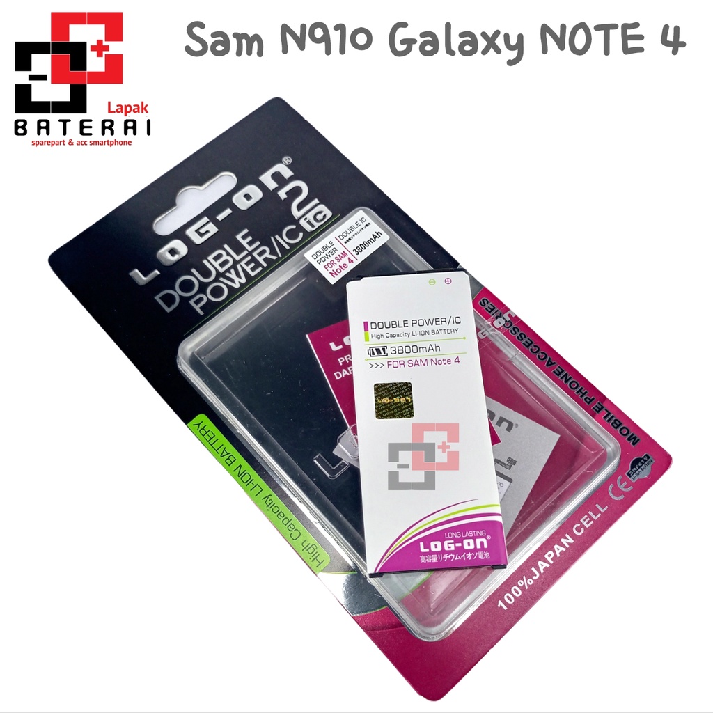 LOG - ON Baterai Samsung Note 4 N910 Double IC Protection Battery Batre