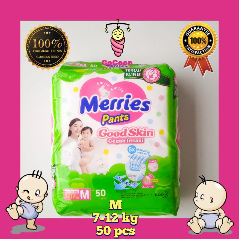 Popok Bayi Merries Good Skin Pants M50 M 50 Tipe Celana