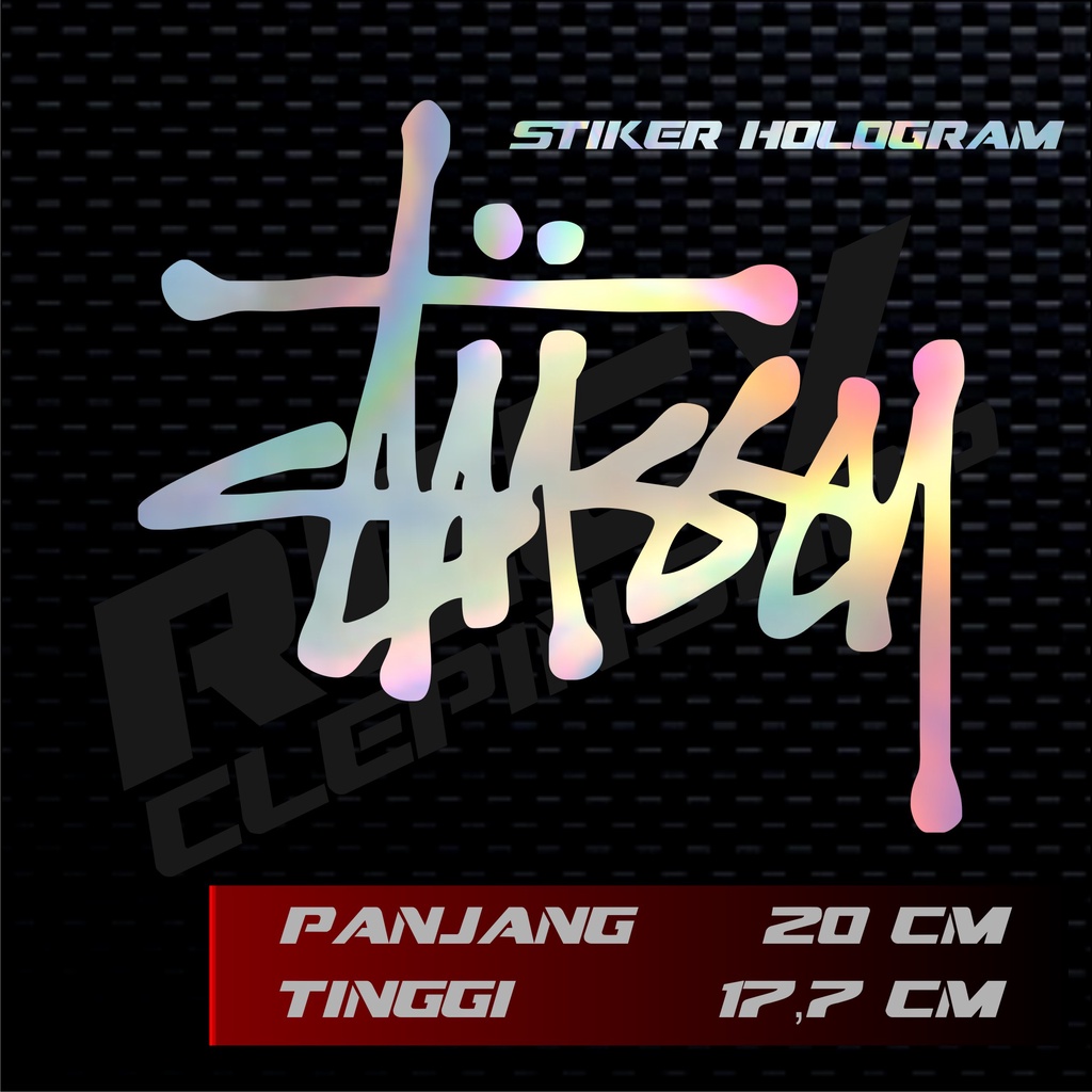 STIKER STUSSY HOLOGRAM / STICKER CUTING MOTOR dan MOBIL