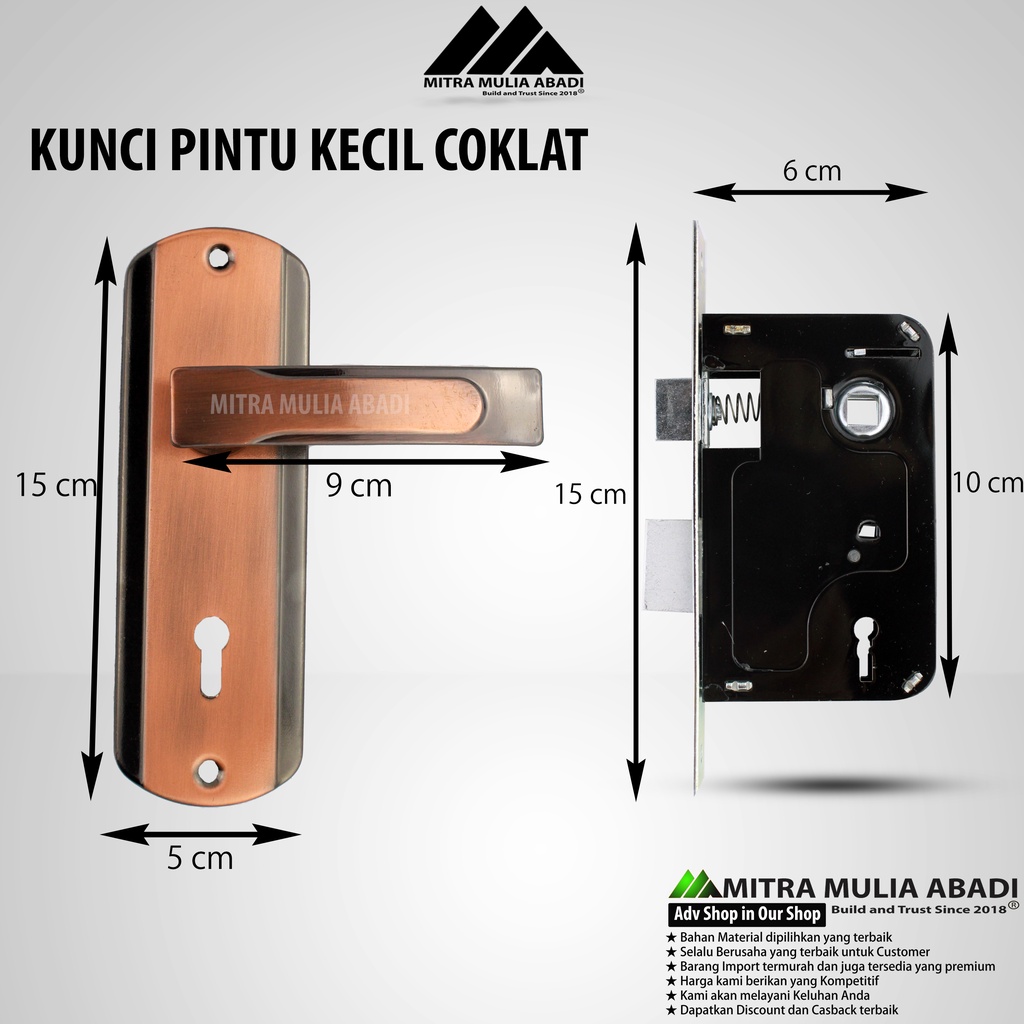 Kunci Gagang Handle Pintu Top i-Series COKLAT