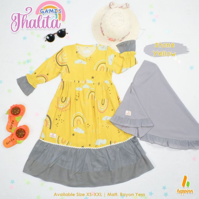 Gamis baby anak katun motif bunga set jilbab