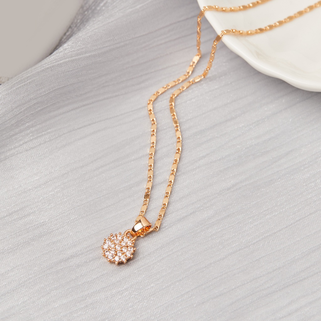 Y345 Kalung Wanita Korea Panjang Kalung Batu Permata Lapis Emas Wanita Liontin Kalung Emas Necklace