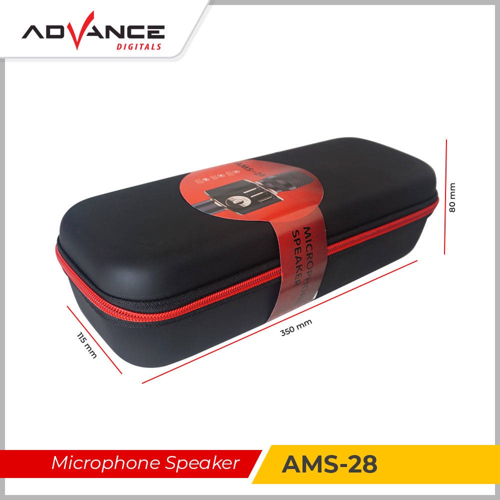 Advance portabel Pembicara Kecil Karaoke AMS-28 Bluetooth 1200mah (USB, TS/SD, AUX, SPEAKER, MIC, MAGIC SOUND)