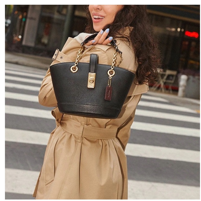 Coach C8597 C8399 Lane Bucket Bag In Signature Canvas Women Crossbody Sling Handbag 8597 8399