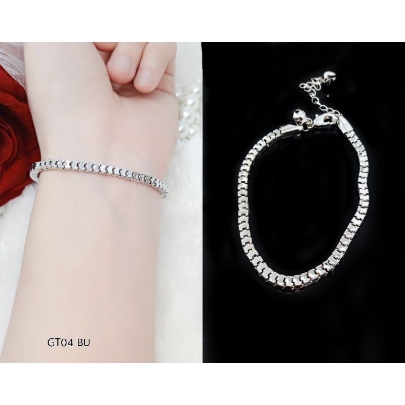 Gelang tangan itali kaca dewasa silver emas Xuping