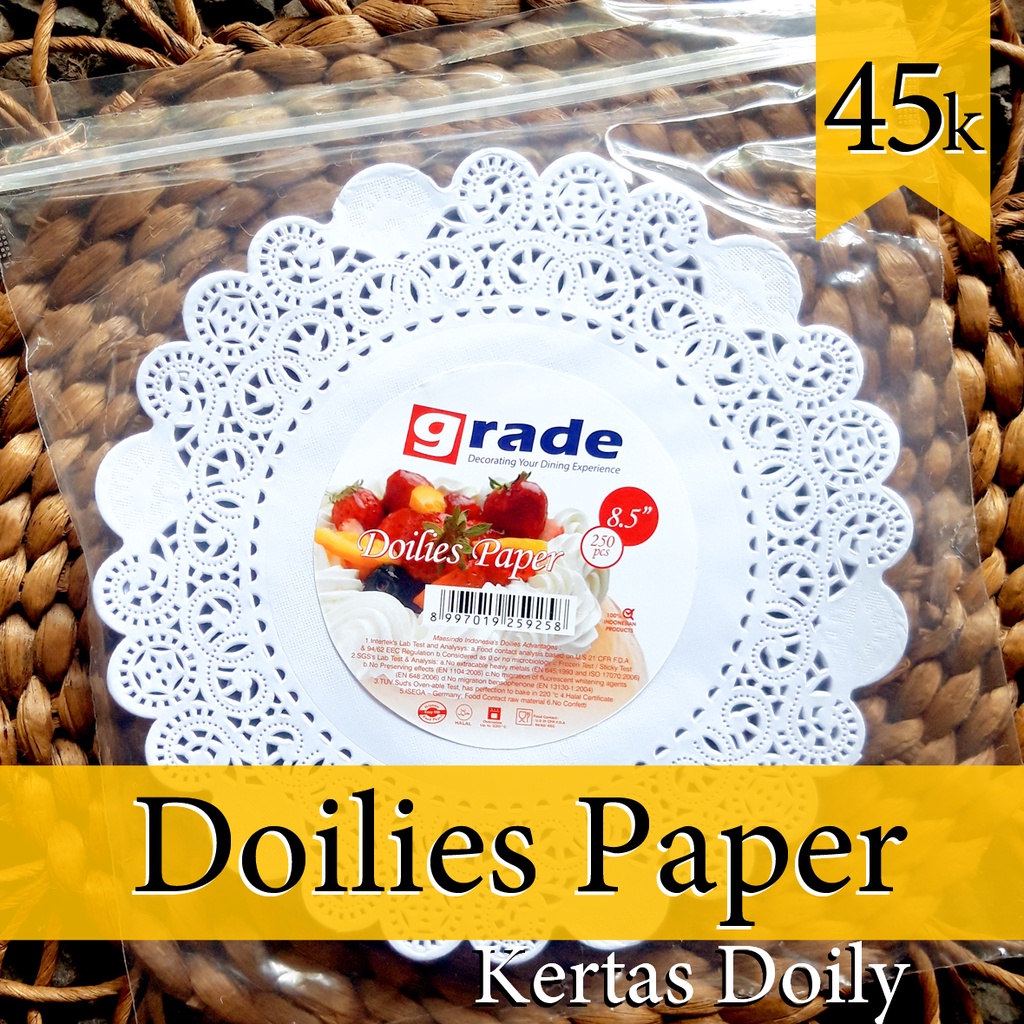 Doilies Paper Grade 8.5&quot; diamter ( 21.5cm ) isi 250 lembar Kertas Alas Renda / Kertas Doilies