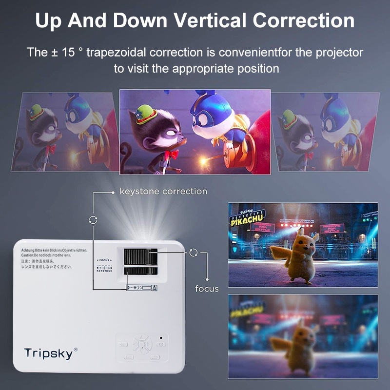 TRIPSKY T3 AIRPLAY SAME SCREEN VERSION - Multimedia Home LED Projector 5500 Lumens - Support Wireless Mirroring Display