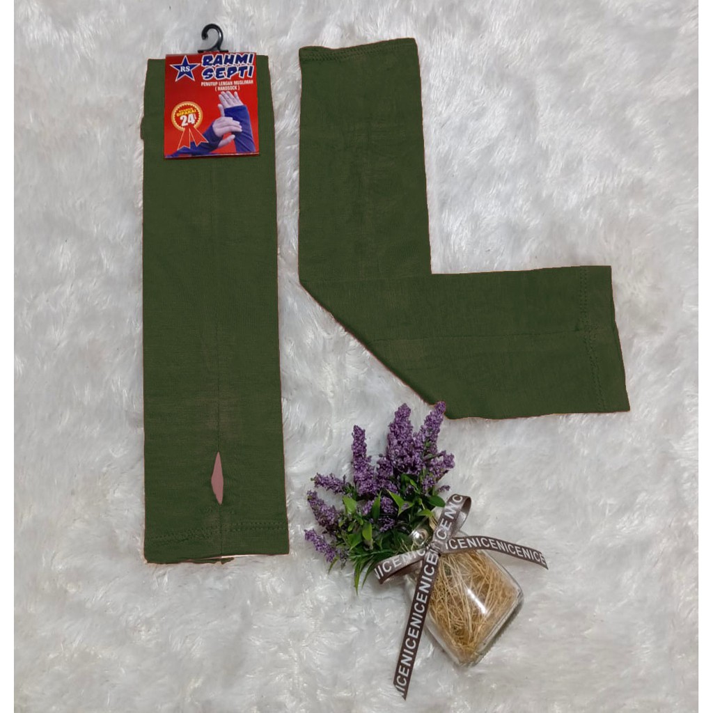 Manset Tangan Polos dan Jempol Handsock Kaos Mandate Manset Tangan Termurah RUMAH HIJA'B-Army Jempol