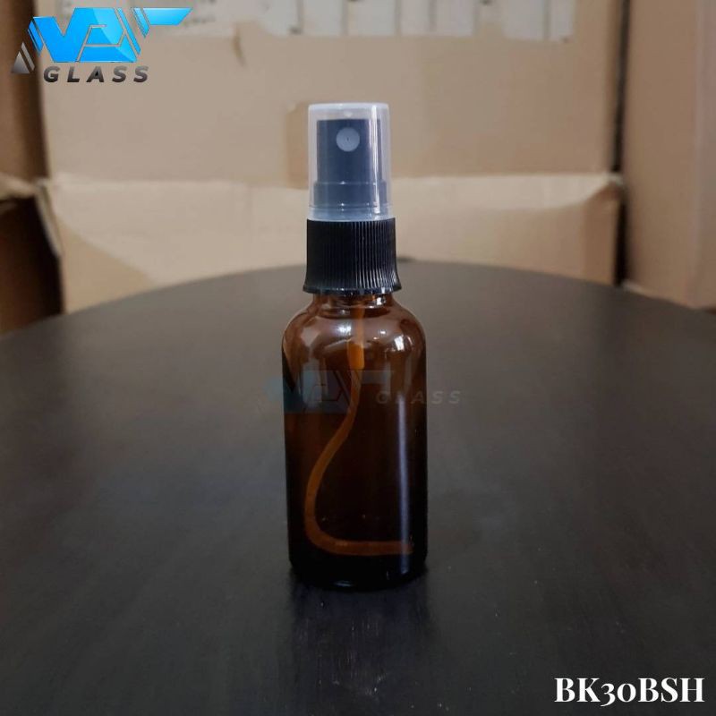 botol spray 30ml kaca coklat / amber / botol kaca 30ml tutup spray