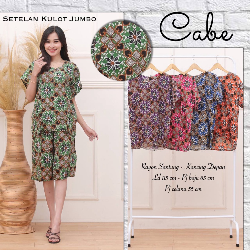 Setelan Kulot Jumbo Pendek Bahan Rayon Wanita Kekinian Terbaru