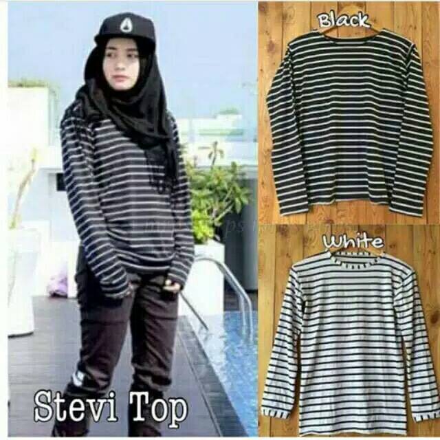 Kaos lengan panjang salur | atasan wanita | kaos wanita sweater | terlaris tanah abang |tshirt salur