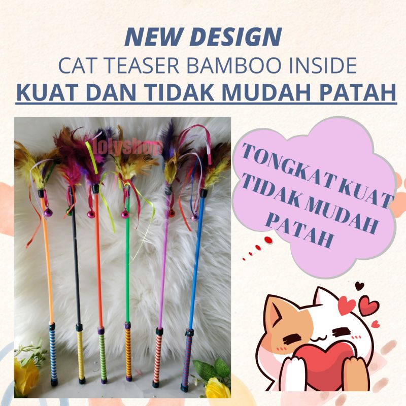 Mainan Kucing Cat Toys Tongkat lilit Bulu Lonceng Mainan Interaktif Kucing