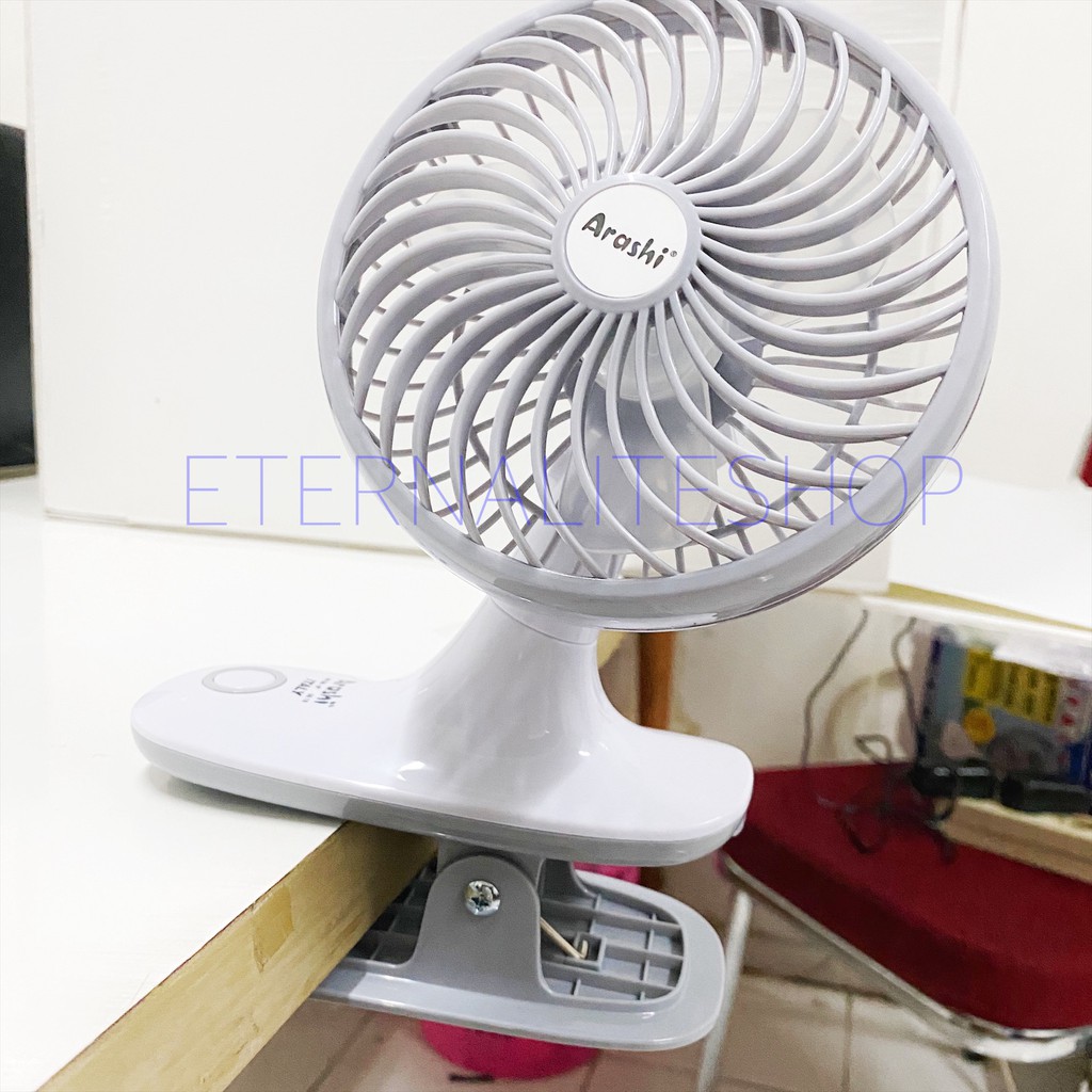 Kipas Angin Jepit USB Charging / Kipas Angin Arashi Italy Rechargable Clip Fan