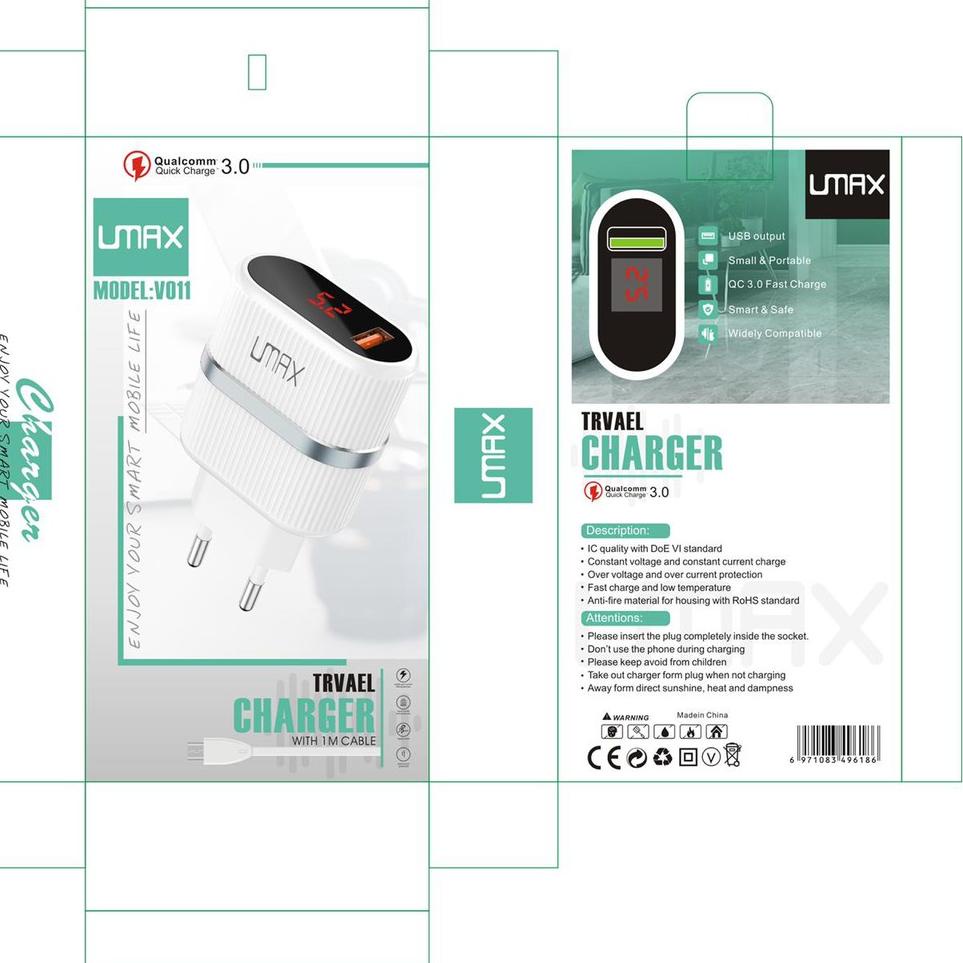 Travel charger UMAX V011 /MICRO / TYPE C [SLO.26Au22ᴿ]
