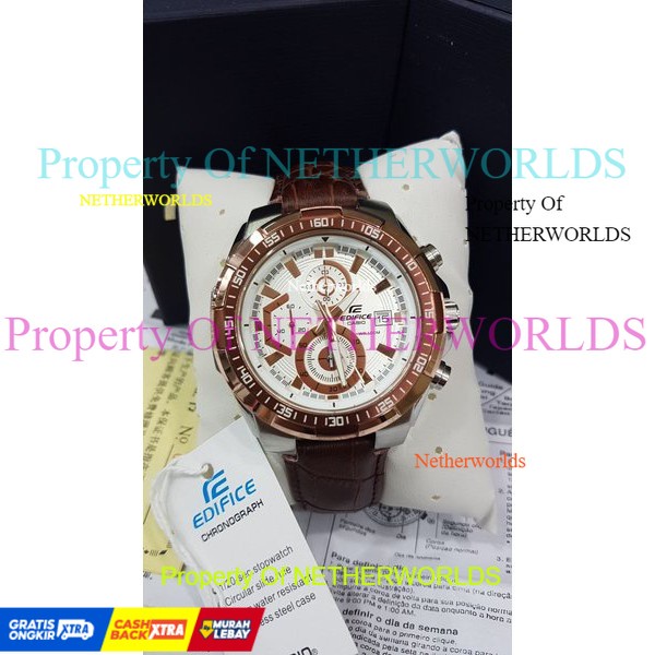 Casio Edifice Original Japan EFR 539L - 1Av Leather Brown Dial WhiteRoseGold