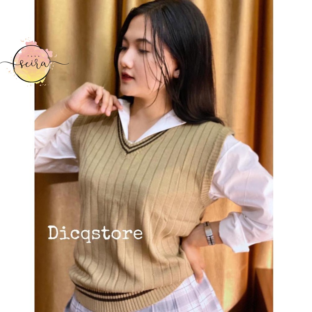 [BISA COD] Vest Rompi Polet Knit Korea / Vest Knit Stripe Polet