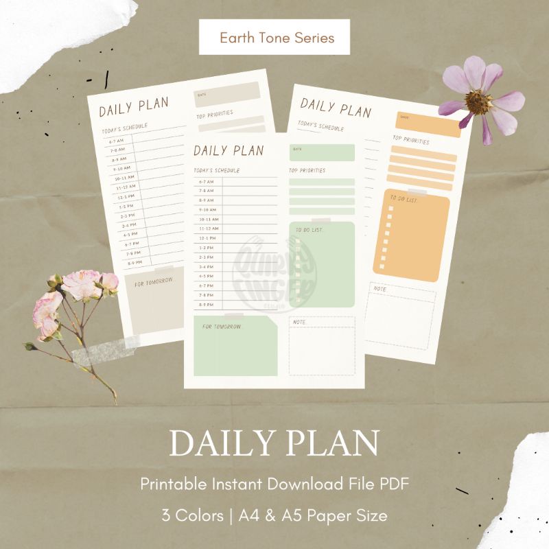 

Daily Plan Printable Earth Tone Series / To Do List / Refill Binder / Daily Planner / Schedule
