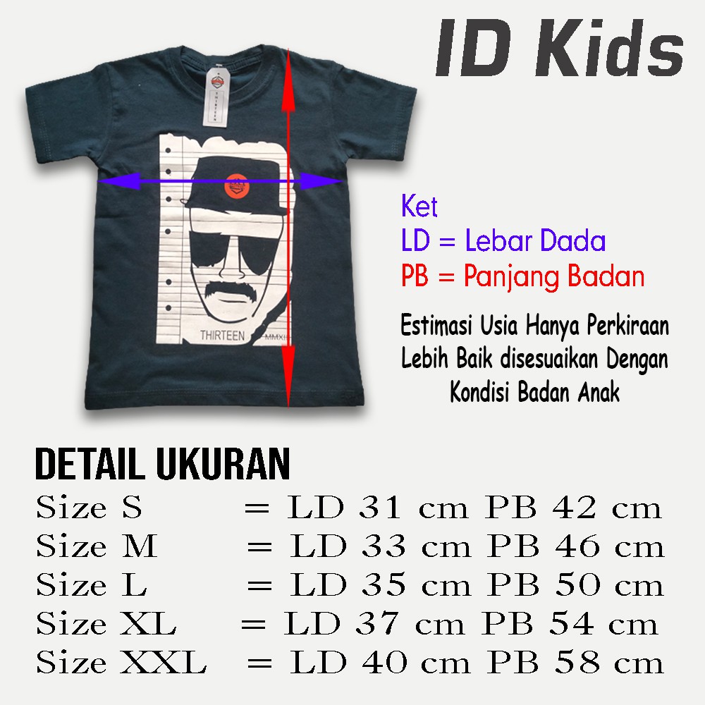 Kaos Anak Distro Thirteen Hitam 43