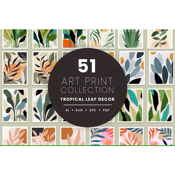 Leaf Tropical Abstract Art Poster Collection Print