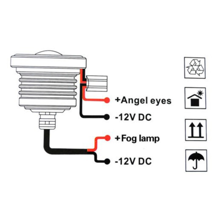 Fog Lamp LED Angel Eyes Lampu Kabut 89mm Universal Head Lights Lensa Projector