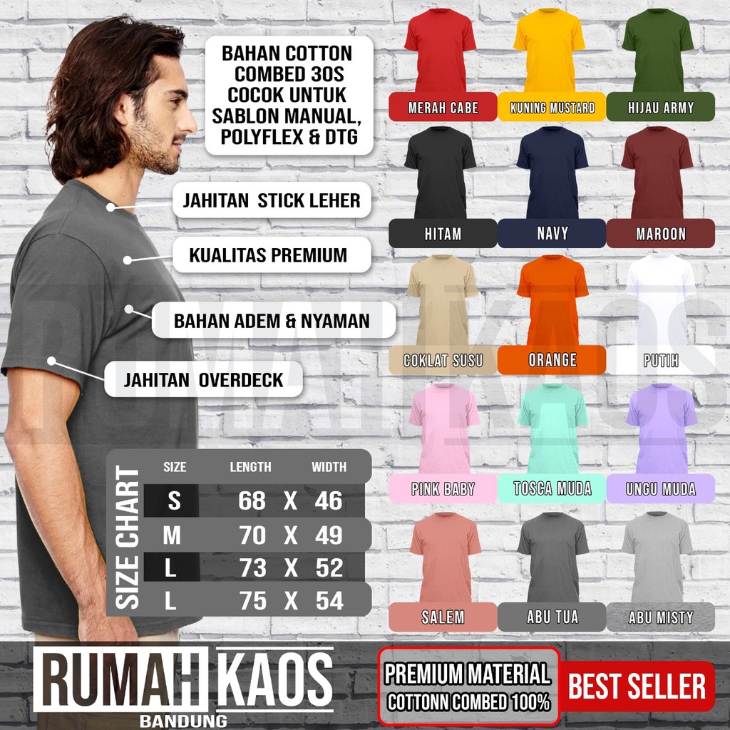 KAOS POLOS LENGAN PENDEK COTTON COMBED 30S