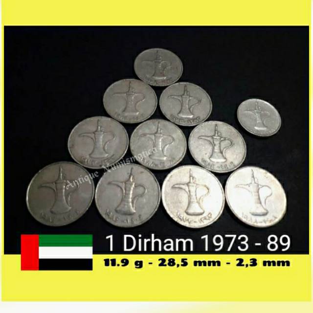 KOIN DIRHAM 1 UNI ARAB EMIRAT UAE 28mm VERSI LAMA BIG SIZE TEKO ALADIN