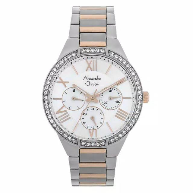 Alexandre Christie AC 2718 BF Ladies Silver Dial Dual Tone Stainless Steel