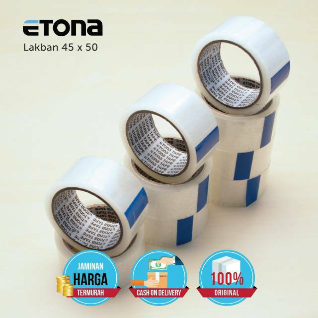 HARGA PABRIK! CP! LAKBAN ETONA BENING 2 INCH 72 YARD 45 MICRON. Lebar 45mm. FREE GIFTS!