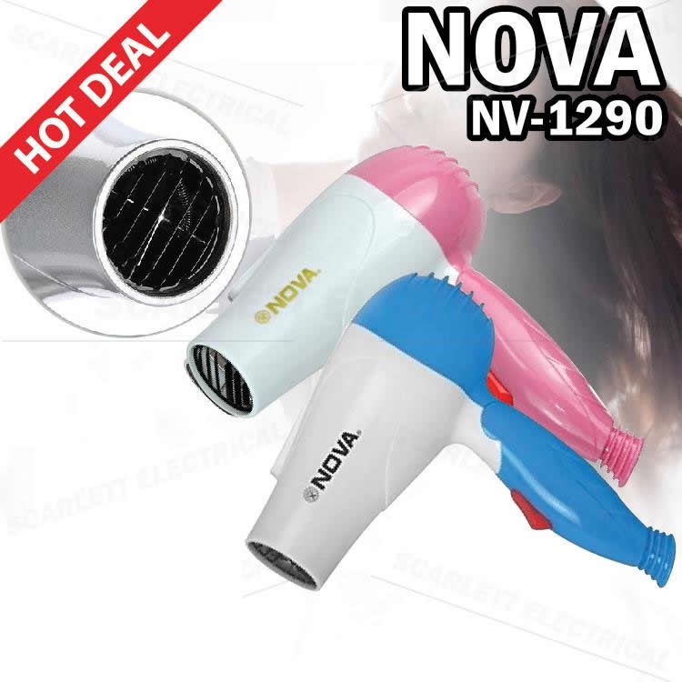 Hair Dryer Nova N-1290 Pengering Rambut Hair Drayer + Gratis Catok Mini Haidi HD-768 Catokan Pelurus Rambut