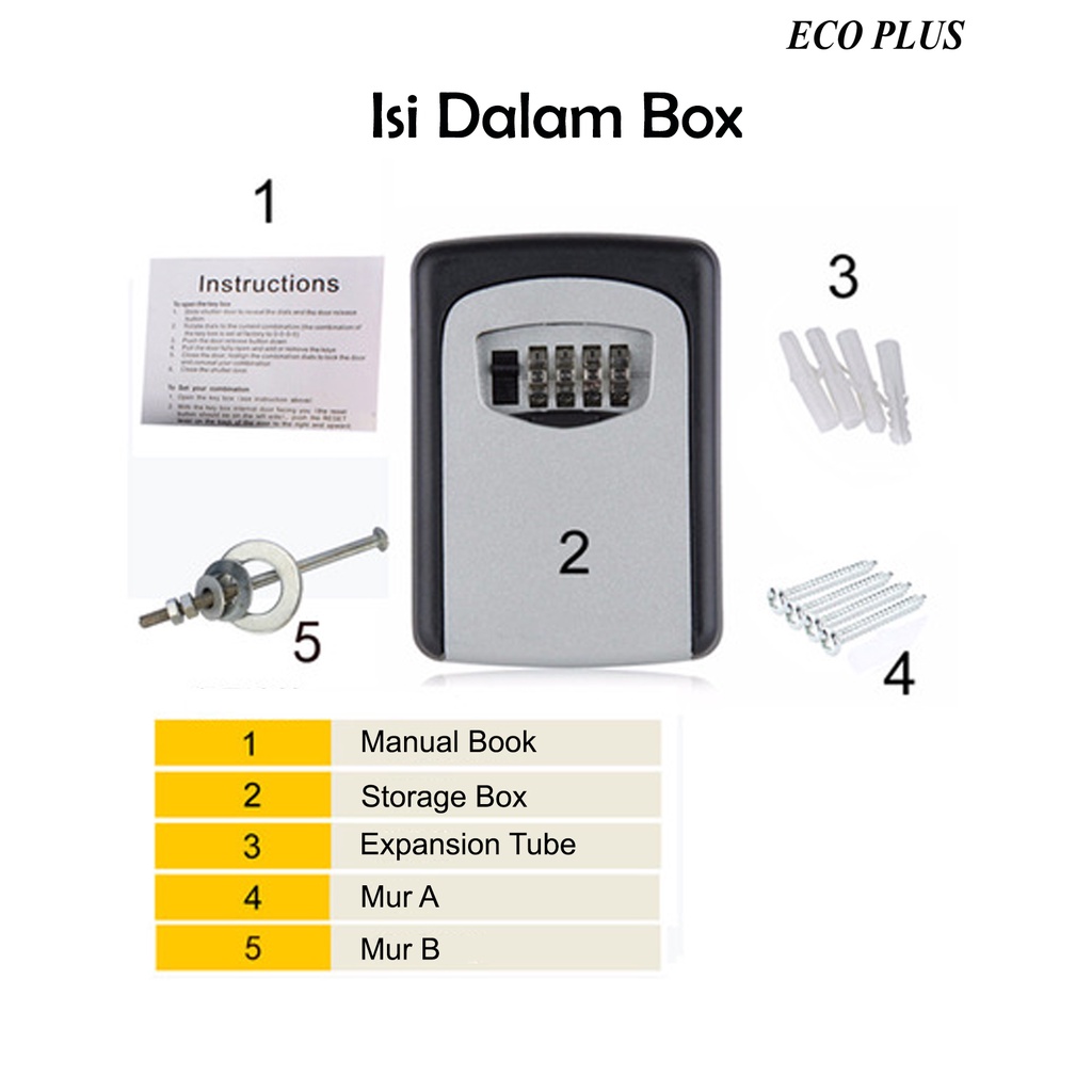 Password Storage Box Safety Box Tempat Kotak Penyimpanan Kunci Door Key