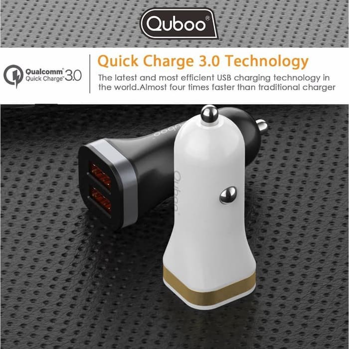 Quboo Car Charger QC3.0 Dual USB Ports Fast Quick Charging Adapter