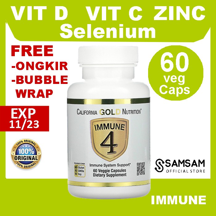 Immune 4 / Vitamin C 500mg / Vitamin D 1000iu / Zinc / Selenium - California Gold Nutrition Immune 4