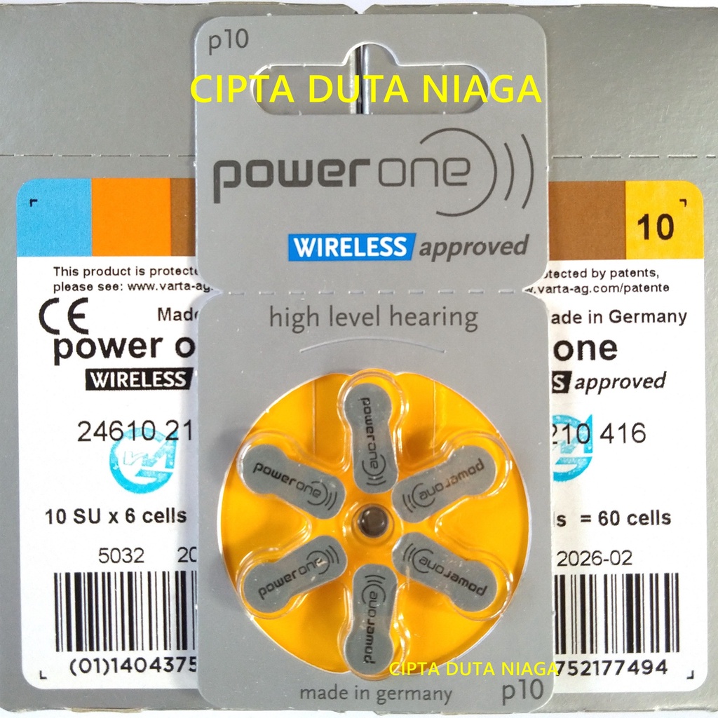 Baterai Powerone P 10 Power One P10 wireless approved high level hearing battery made in germany replacement PR70 PR230H AC230E AG10 LR1130 zinc air batteries size 10 batere alat bantu dengar power one p10 baterai Alat Pendengaran batre alat pendengar