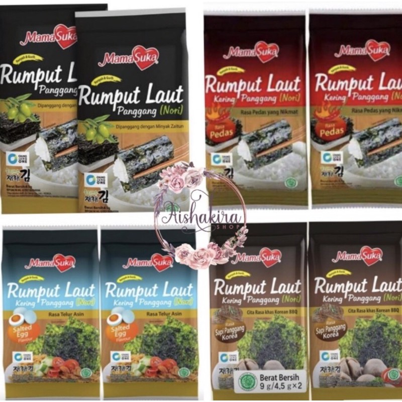 Rumput laut mamasuka 4,5gr 2pcs ori/spicy/salted